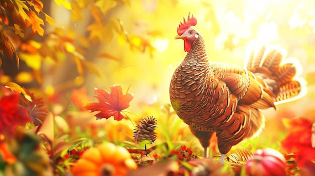 a chicken stands in a field of flowers and the word quot a quot on it