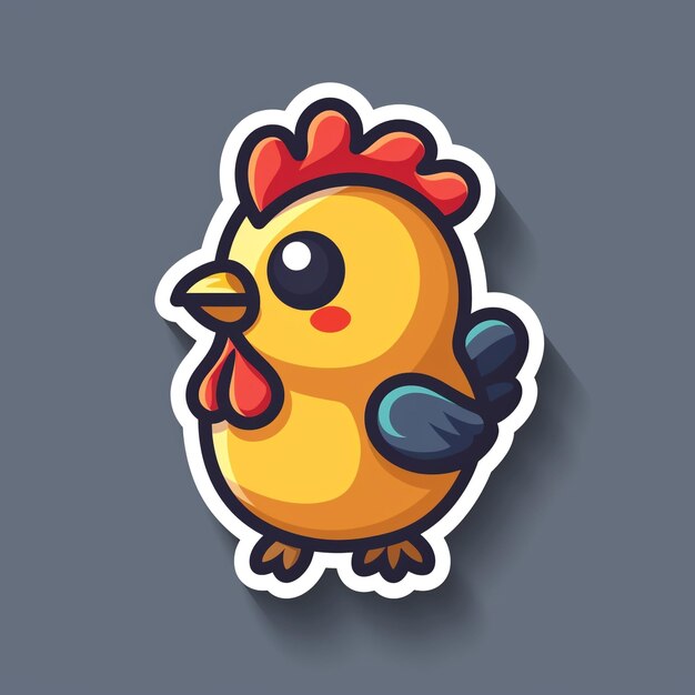 Photo chicken sticker with red comb