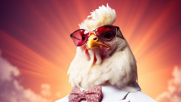 Photo chicken in sunglasses