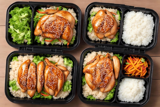 Chicken Teriyaki Lunch Box set generative art by AI