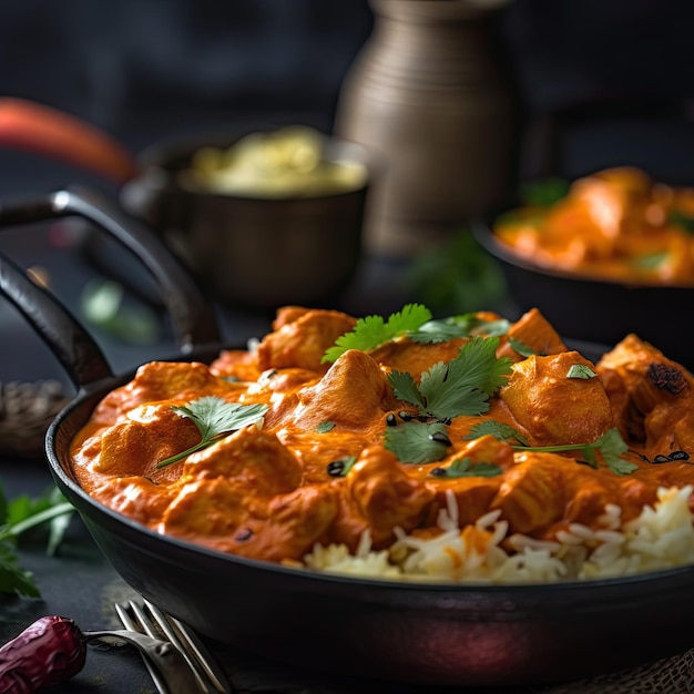 Chicken tikka masala a dish consisting of roasted marinated chicken chunks