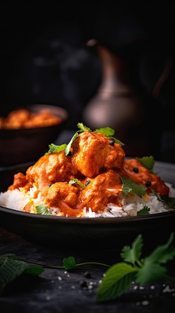 Chicken tikka masala a dish consisting of roasted marinated chicken chunks