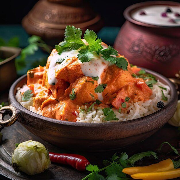 Chicken tikka masala a dish consisting of roasted marinated chicken chunks