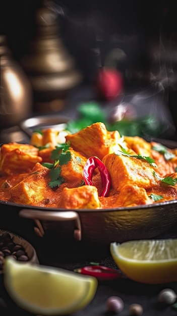 Chicken tikka masala a dish consisting of roasted marinated chicken chunks