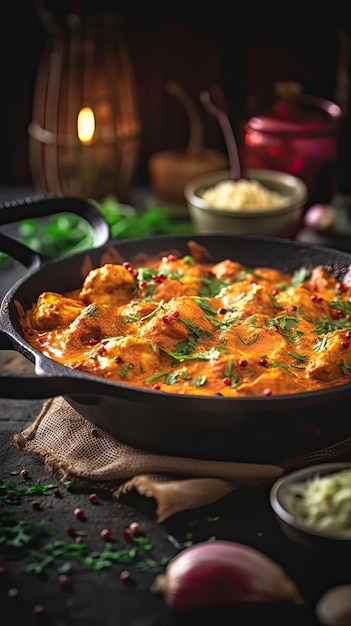 Chicken tikka masala a dish consisting of roasted marinated chicken chunks