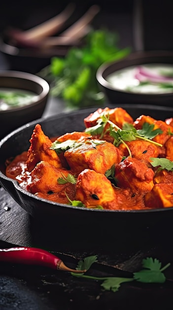 Chicken tikka masala a dish consisting of roasted marinated chicken chunks