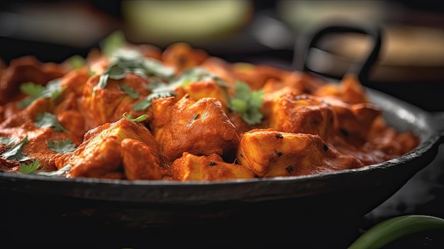 Chicken tikka masala a dish consisting of roasted marinated chicken chunks