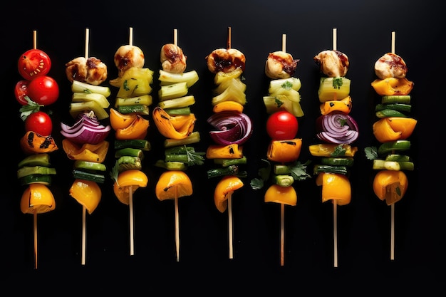 Chicken And Vegetable Kabobs Aesthetically Beautiful Minimalist Style Generative AI