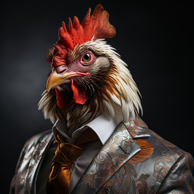 A Chicken wearing clothes like a Boss Art by Generative AI