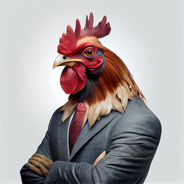 A Chicken wearing clothes like a Boss NFT Art Generative AI