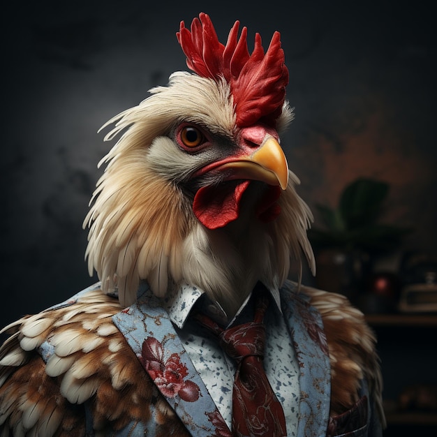 A Chicken wearing clothes like a Boss NFT Art Generative AI