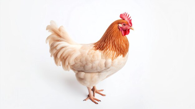 A chicken on a white background