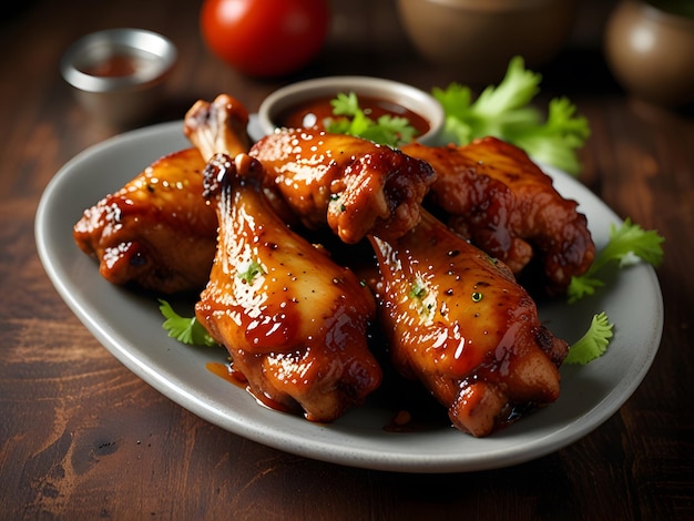 Chicken wings of barbecue in sweetly sour sauce