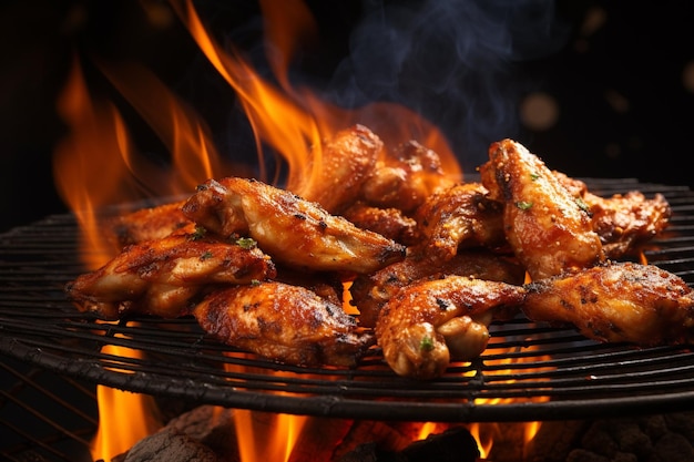 Chicken wings on barbecue