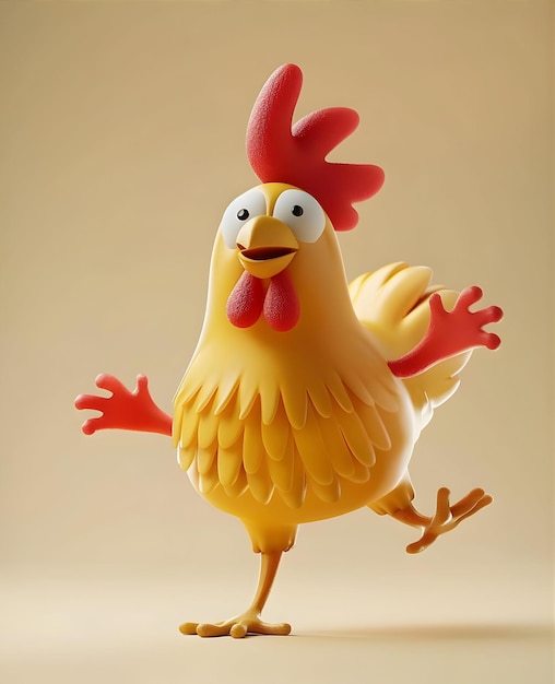 a chicken with a red beak and red beak is running