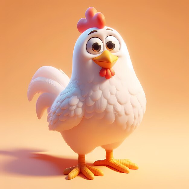 a chicken with a red collar and a white beak