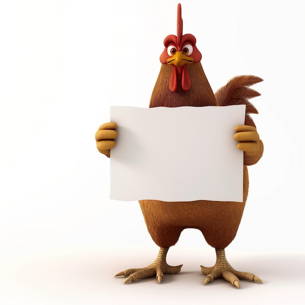 Photo a chicken with a white paper that says chicken on it