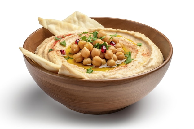 Chickpea hummus isolated on white background AI generative