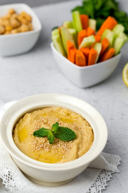 Chickpea humus made at home