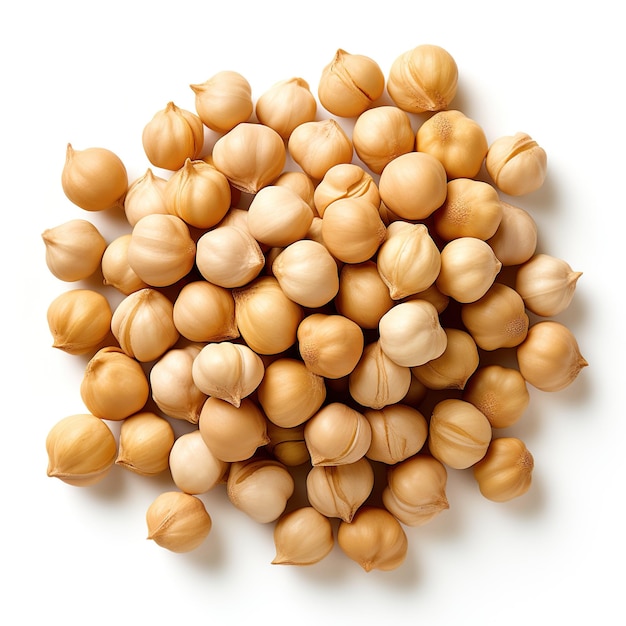 chickpeas isolated on white background top view