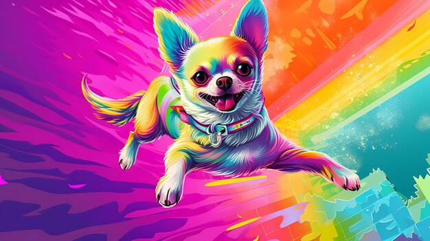 Chihuahua colorful illustration Generative AI