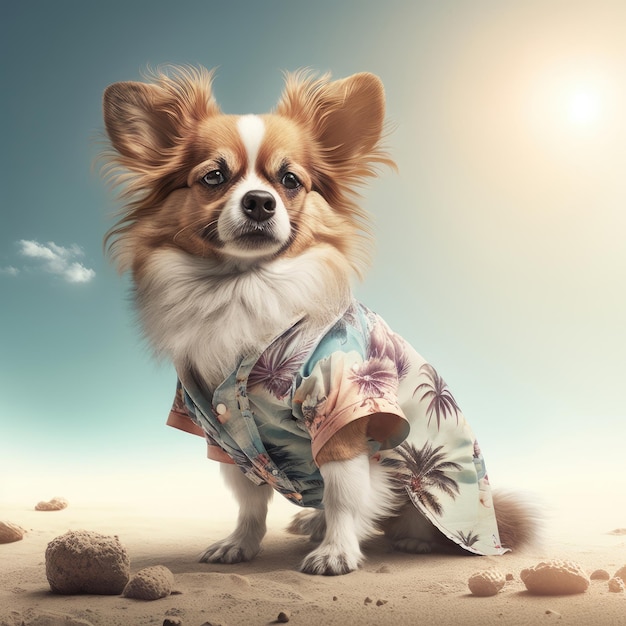 Chihuahua dog breed summer outfit Summer dog chihuahua pet puppy wearing beach fashionable costume