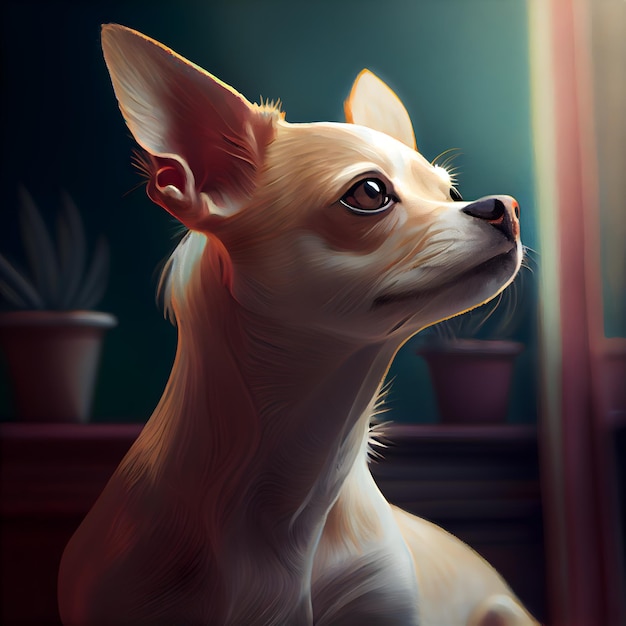 Chihuahua dog sitting in the room Dog portrait