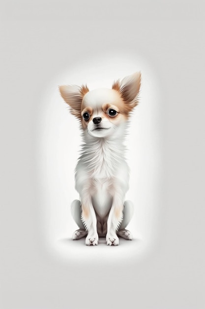 A chihuahua sits on a gray background with the word chihuahua on the front.