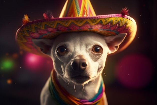 A chihuahua wearing a sombrero and a sombrero