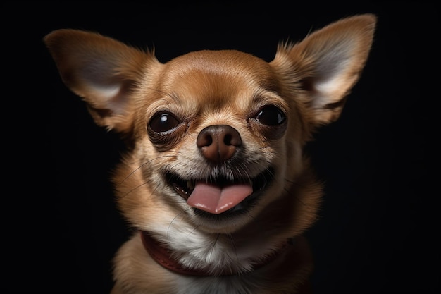 A chihuahua with a black background