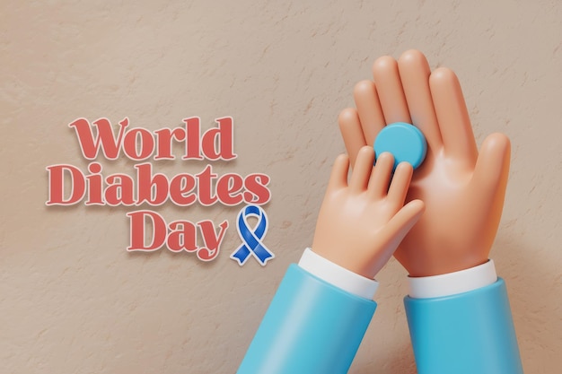 A Child and Adult Hand Holding a Blue Circle for World Diabetes Day