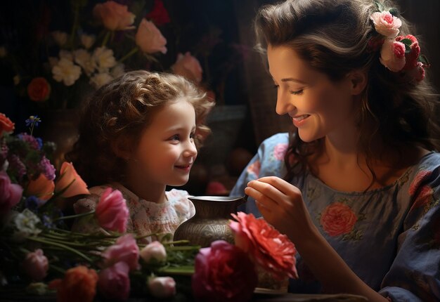 Photo child celebrating mothers day with their mother