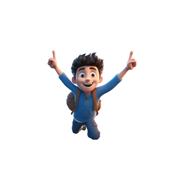 Child doing flying pose 3D cartoon character Generative AI