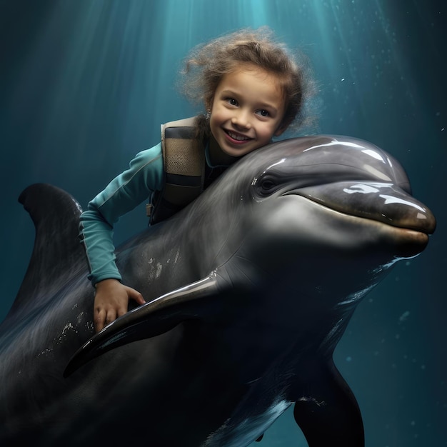 Child on a dolphin