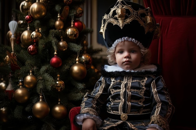 A child dressed as sinterklaas or zwarte sinterklaas