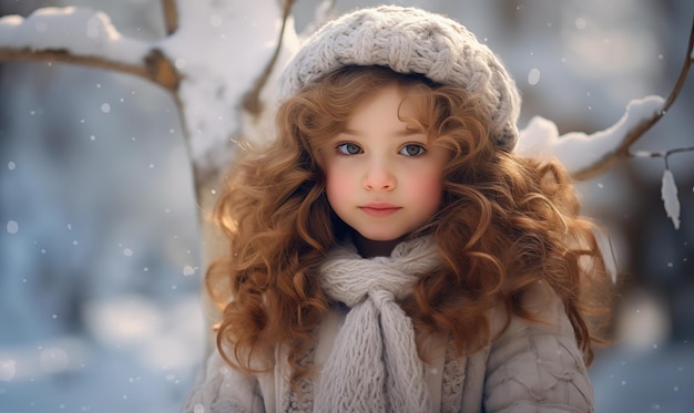 A child dressed in winter for her winter photo session Generated by artificial intelligence