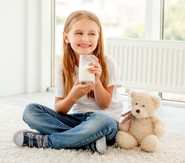 Child drinks milk