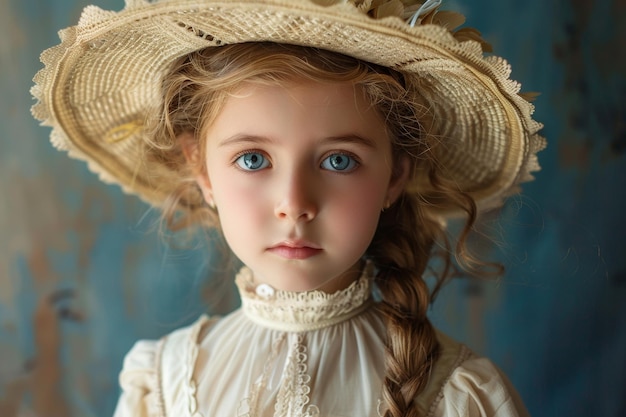 child girl of the 19th century Vintage fashion Generative AI