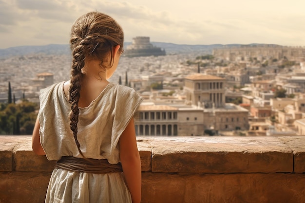 Child girl ancient greek city Generate Ai