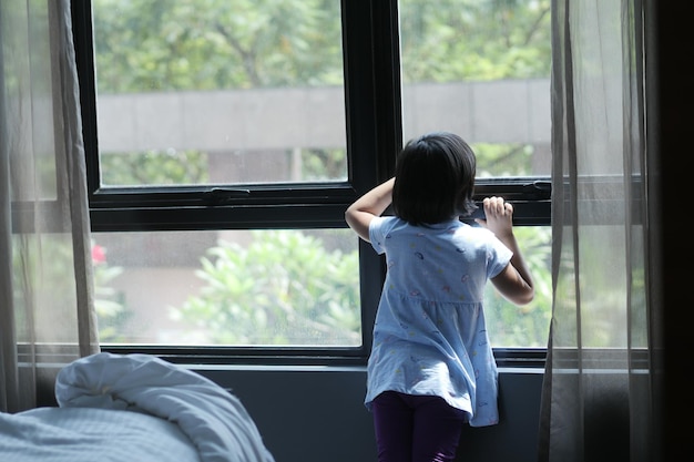 Child girl playing on floor