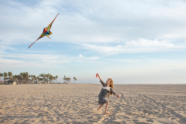 Child having fun with kite