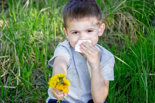 The child is allergic to spring flowers