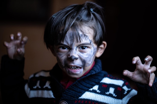 Child made as a werewolf to celebrate Halloween