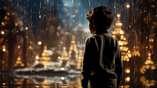 A Child Marveling At Christmas Light Displays Bright Background Background Hd