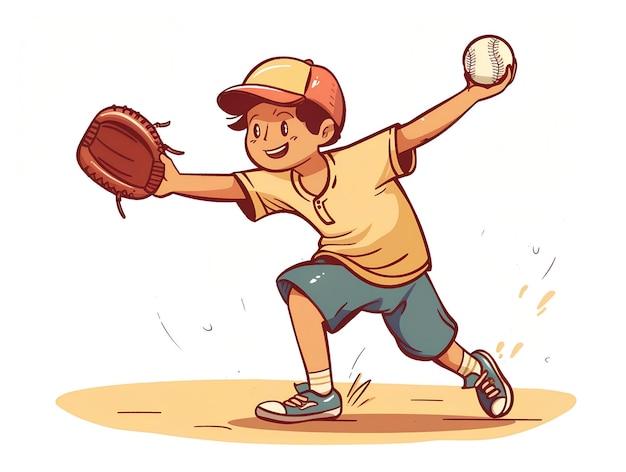 Child playing baseball illustration on white