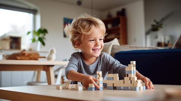 Child playing blocks