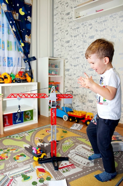 The child plays in a childs room