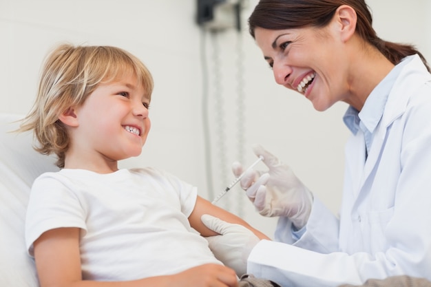 Child receiving an injection