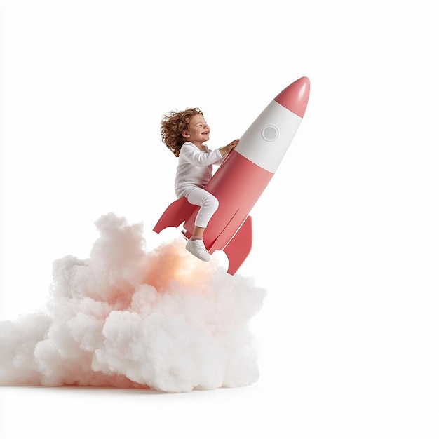 a child on a rocket that says quot air quot on the bottom