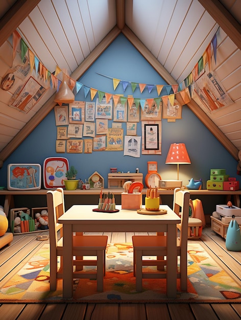 Child room HD Wallpaper stock Image